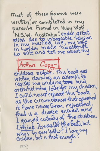 Gallery Spike Milligan: Author's copy note from Spike Milligan