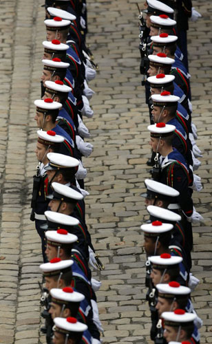 Gallery November 20 2008: Troops stand during an Autumn military ceremony at the Invalides