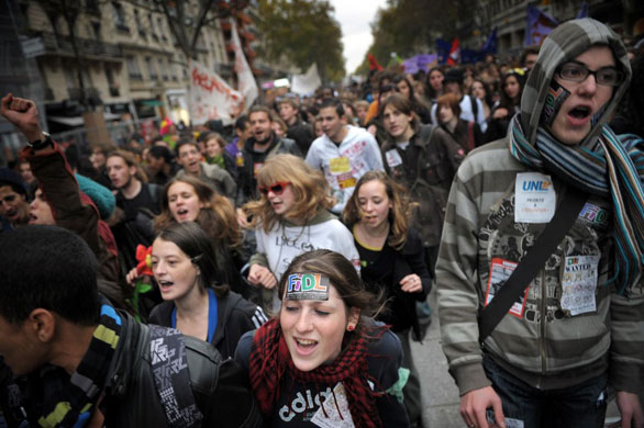 Gallery November 21 2008: Paris, France: People demonstrate on a national teachers' striking day
