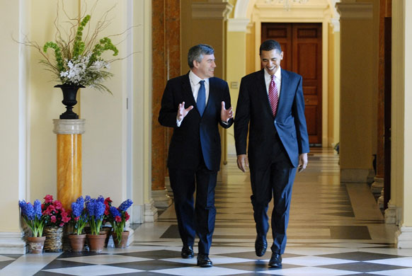 Gallery Great Scots: Barack Obama walks to a meeting with Gordon Brown