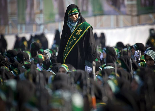Gallery November 26 2008: A member of the Basij militia's Alzahra battalion during a military parade