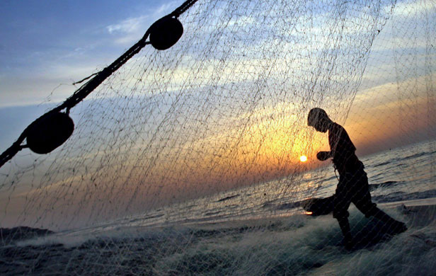 Gallery 24 hours in pictures: Palestinian fishermen during the sunset on the  beach of Gaza City