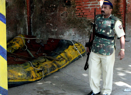 Gallery Mumbai aftermath: An inflatable boat used by terrorists