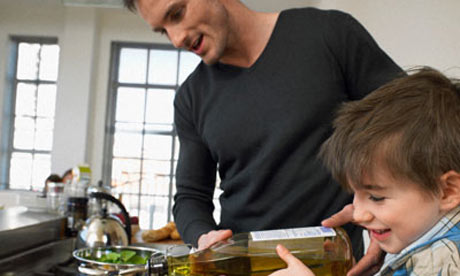 Father and son in the kitchen