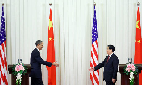 US President Barack Obama with Chinese President Hu Jintao in Beijing, China