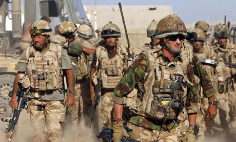 British soldiers from B Company, 2 Mercian set off on an operation in Malgir, Helmand province
