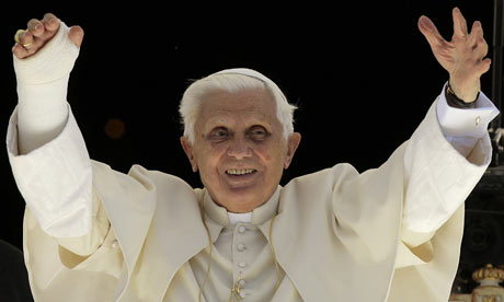 pope benedict xvi. Pope Benedict XVI greets the