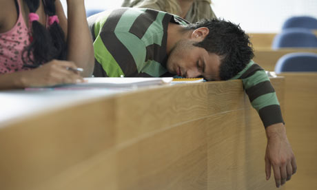 Student asleep during lecture