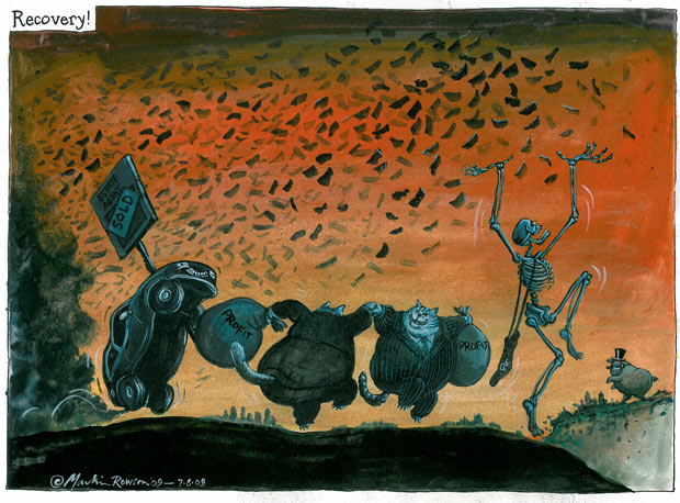 Martin Rowson cartoon - Recovery!