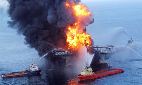 oil well fire. Fire burning at Deepwater