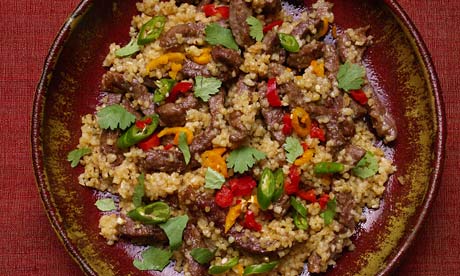 Spicy steamed beef with rice