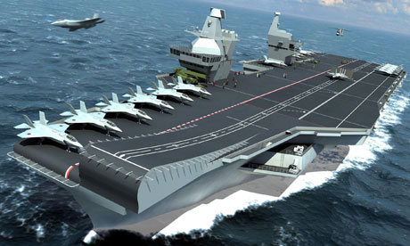 A computer image of one of the navy's new aircraft carriers