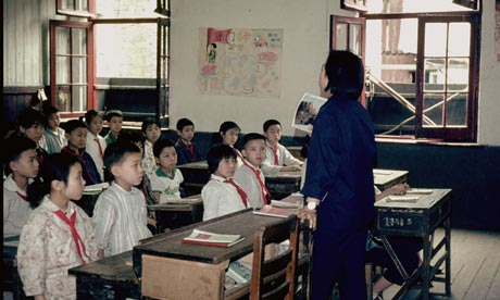 Chinese elementary students in class roo