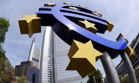 money sign euro. giant euro symbol outside the