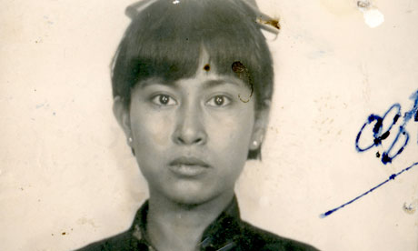 Aung San Suu Kyi in her 1970 passport photograph from the Aris family