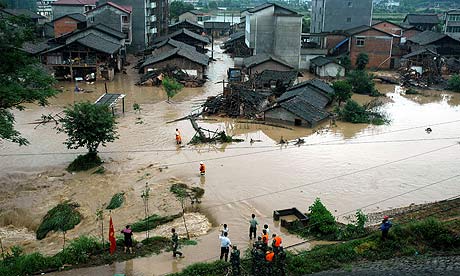 Roads and houses in Shayuan are submerged after floods hit  south-east China's Jiangxi province.
