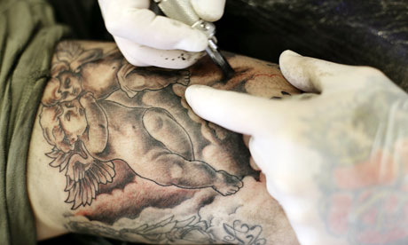 A tattoo taking shape at Woody's Tattoo Studio Photograph: Martin Godwin for 