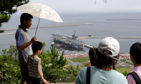 The US nuclear-powered aircraft carrier USS George Washington at Busan