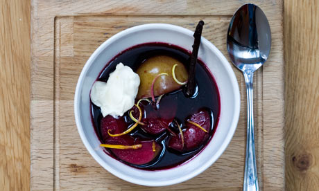 student food poached fruits