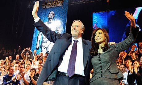 Cristina and Nestor Kirchner, at a rally in Buenos Aires.