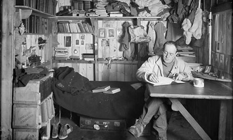 Captain Scott writing his journal, 1911