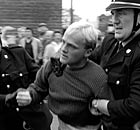 Police clash with Easington residents during angry scenes in August 1984.