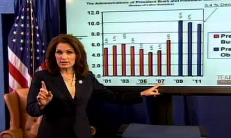 Michele Bachmann delivering her response to President Barack Obama's state of the union address.