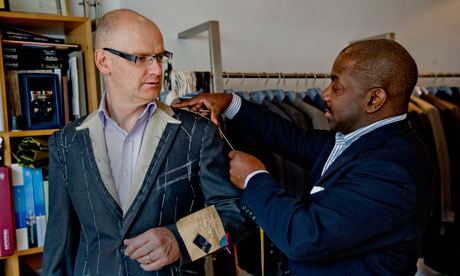 Stuart Jeffries with tailor Charlie Allen