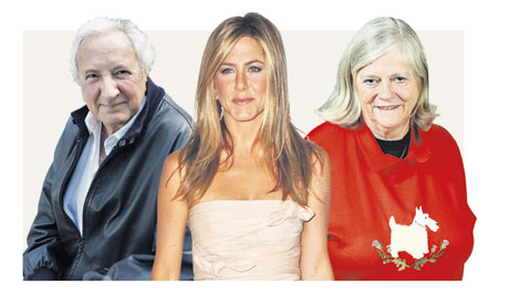 Michael Winner, Jennifer Aniston and Ann Widdecombe