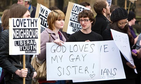 Protestors in favor of gay marriage