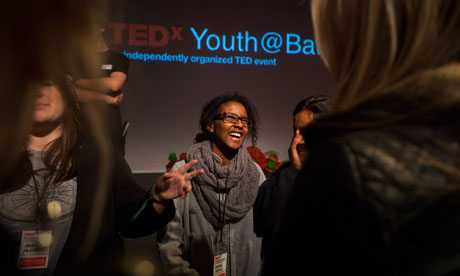 Sixthformers introduce themselves to each other at the TEDxYouth@Bath event