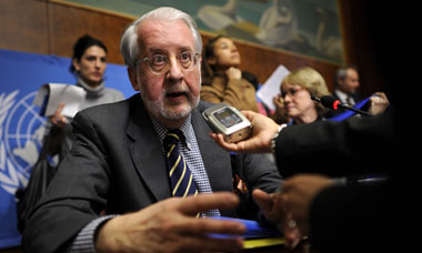 Chairperson of the UN commission of inquiry on Syria Paulo Pinheiro, at a press conference in Geneva