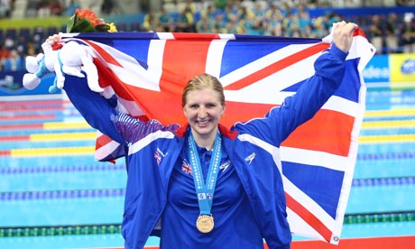 Rebecca Adlington celebrates taking gold at the World championships in Shanghai