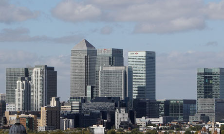 Skyline of investment banks on Canary Wharf