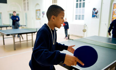 Break time in the school's main hall