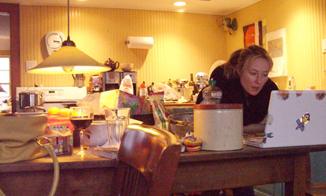 ehle jennifer her christmas ryan michael scott upstate 2008 york kitchen nightie apron generally wearing dinner guardian