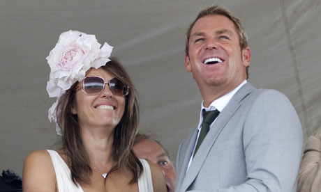 Liz Hurley and Shane Warne in happier days at Goodwood in 2010
