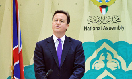 David Cameron delivers his speech in Kuwait