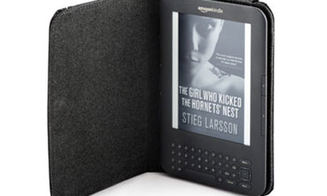 Amazon Kindle ebook reader with Stieg Larsson's The Girl Who Kicked the Hornet's Nest