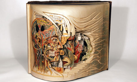 books carved into sculpture