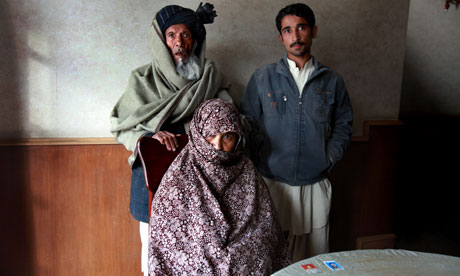 Lala Bibi with her father and son