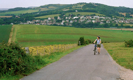 A cyclist on a quiet country lane in the Isle of Wight