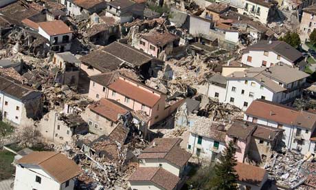 Destroyed houses in Onna near L'Aquila - 300 people died in the earthquake. Photograph: Max Rossi/Reuters