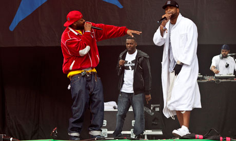 Ghostface Killah, GZA and Method Man of Wu-Tang Clan perform at the Glastonbury festival