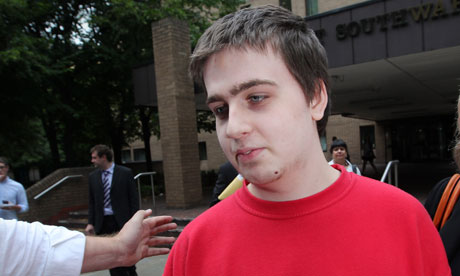 Ryan Cleary outside Southwark crown court where he was charged under the Computer Misuse Act. Photograph: Peter Macdiarmid/Getty Images