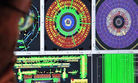 A technician at work in the Atlas control room. 'Bumps' in the data hint at presence of Higgs boson. Photograph: Fabrice Coffrini/AFP/Getty Images