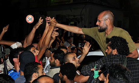 Saif al-Islam greets supporters in Tripoli