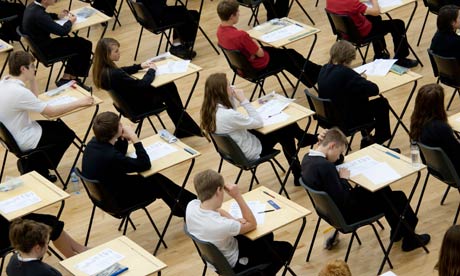 school students sitting their GCSE examinations, UK