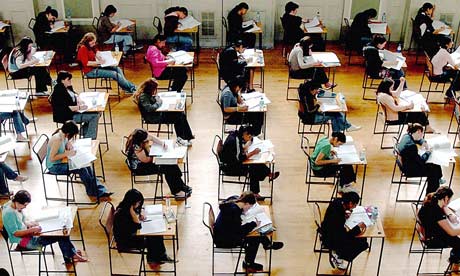 Schoolchildren sitting for exams