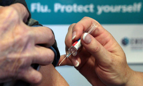 A patient receives a flu vaccine